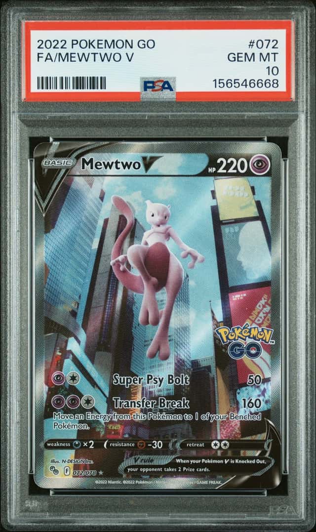 2022 Pokemon GO #072 Mewtwo V Full Art PSA 10 GEM MINT
