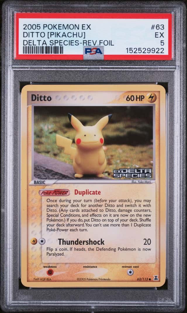 2005 POKEMON EX DELTA SPECIES #63 DITTO [PIKACHU]-REVERSE FOIL PSA 5