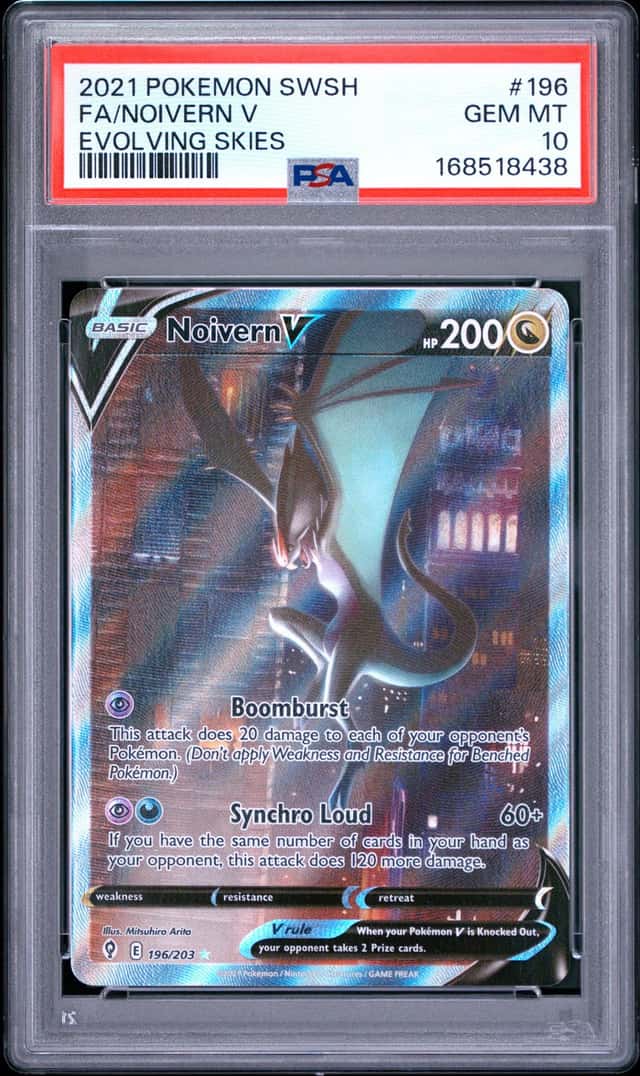 2021 POKEMON SWORD & SHIELD EVOLVING SKIES #196 FULL ART NOIVERN V PSA 10