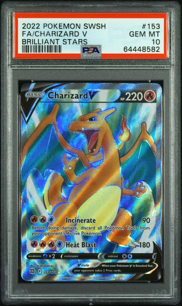 2022 Pokemon SWSH Brilliant Stars #153 FA Charizard V PSA 10 GEM MINT