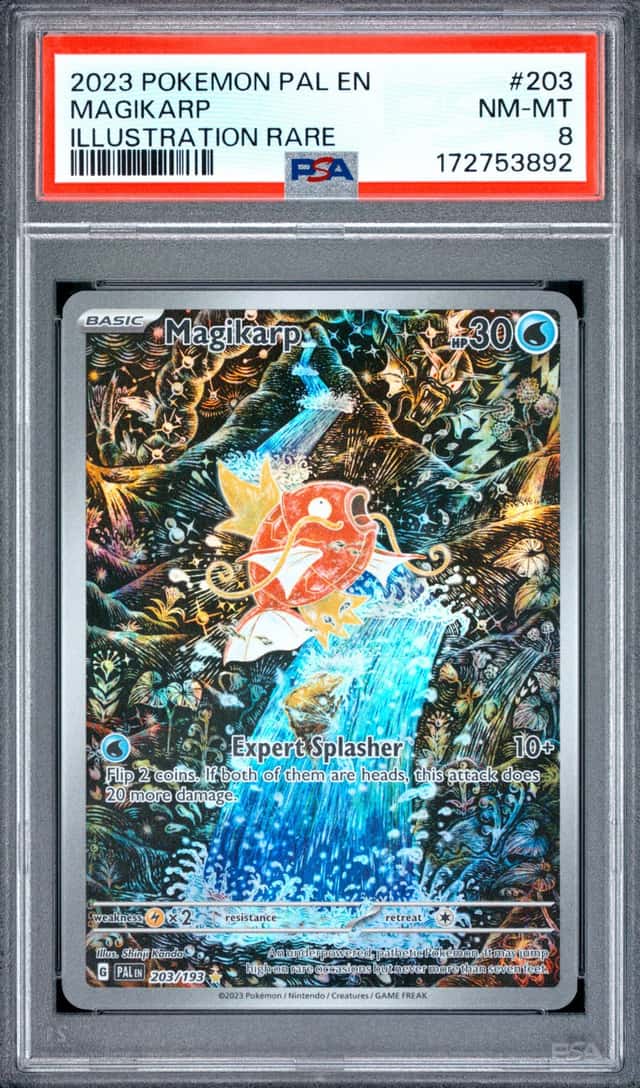 2023 POKEMON PAL EN-PALDEA EVOLVED ILLUSTRATION RARE #203 MAGIKARP PSA 8