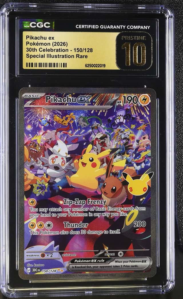 Pikachu ex *CGC PRISTINE 10* Special Illustration Rare *30th Celebration* #150