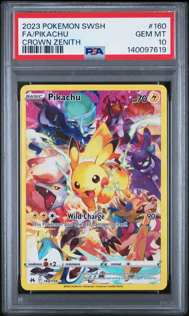 PIKACHU 2023 POKEMON CROWN ZENITH 160/159 SECRET RARE FULL ART PSA 10 Q3963-7