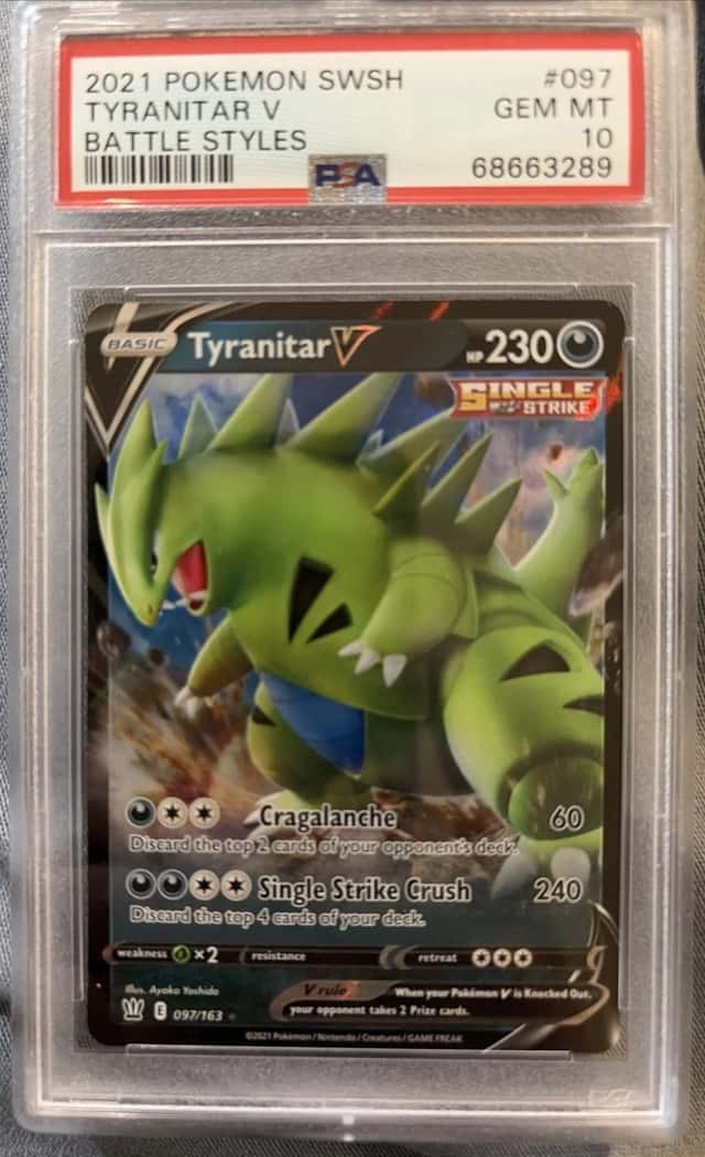 Pokemon 2021 Battle Styles TYRANITAR V #097 PSA 10 Gem Mint Pokemon TCG