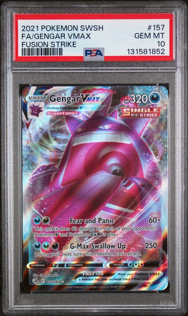 GENGAR VMAX 2021 POKEMON FUSION STRIKE 157/264 FULL ART PSA 10 Q3963-7