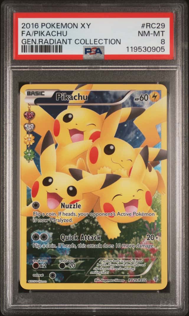 2016 POKEMON XY GENERATIONS RADIANT COLLECTION #RC29 FULL ART/PIKACHU PSA 8