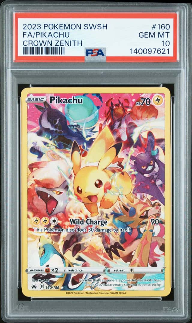 PIKACHU 2023 POKEMON CROWN ZENITH 160/159 FULL ART PSA 10 Q3963-7