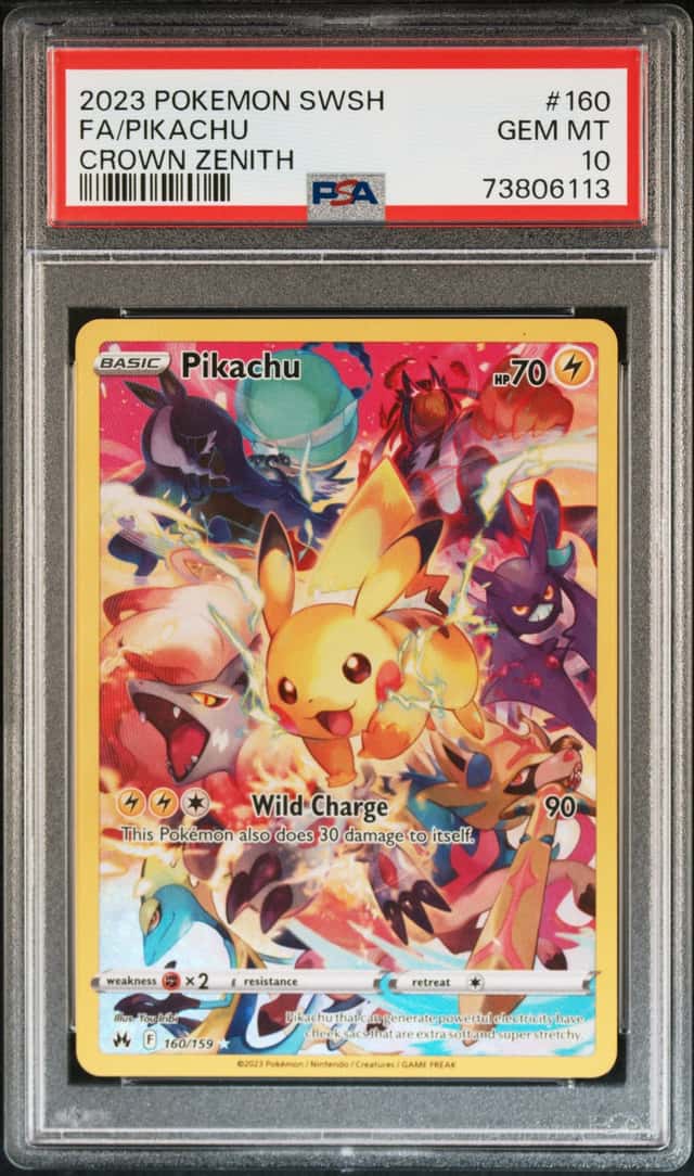 Pokemon 2023 Pikachu 160/159 Full Art Secret Rare Crown Zenith GEM MINT PSA 10