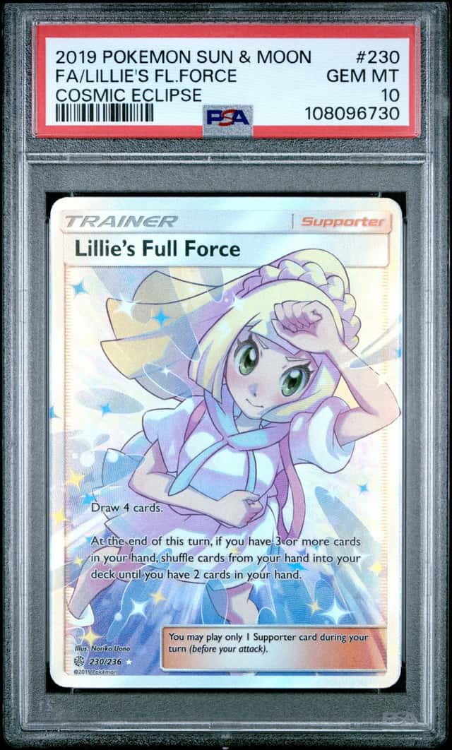 2019 Pokemon Sun & Moon Cosmic Eclipse Lillie's Full Force #230/236 PSA 10