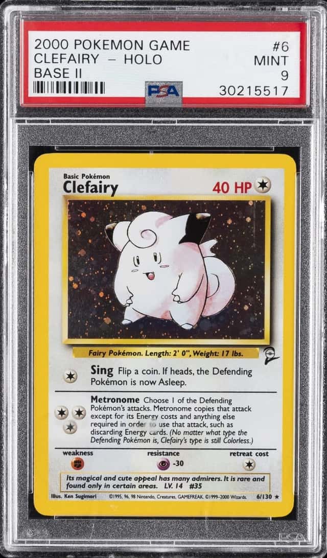 2000 POKEMON BASE SET 2 #6 CLEFAIRY-HOLO PSA 9