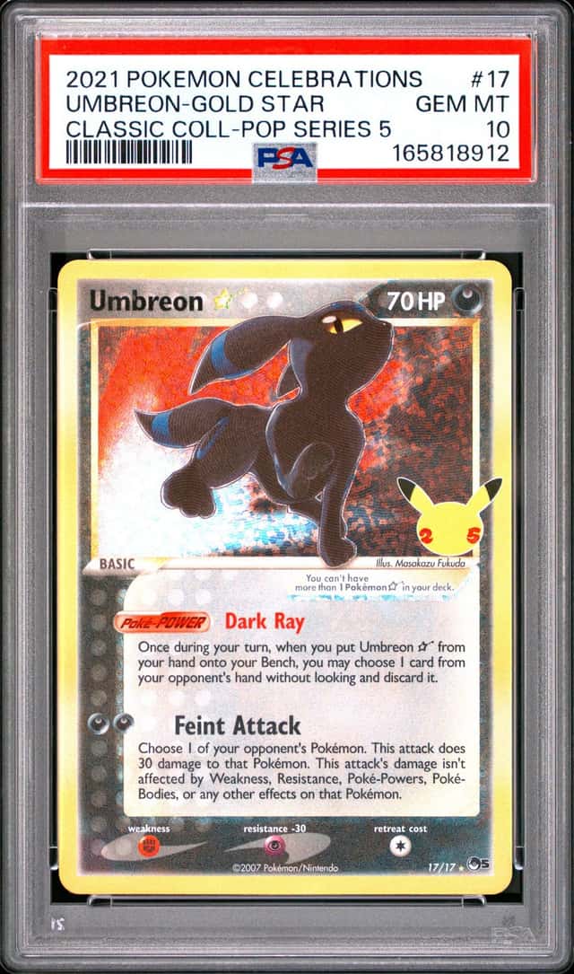 2021 Pokemon Celebrations Classic Collection Pop Series 5 Umbreon Gold Star #17