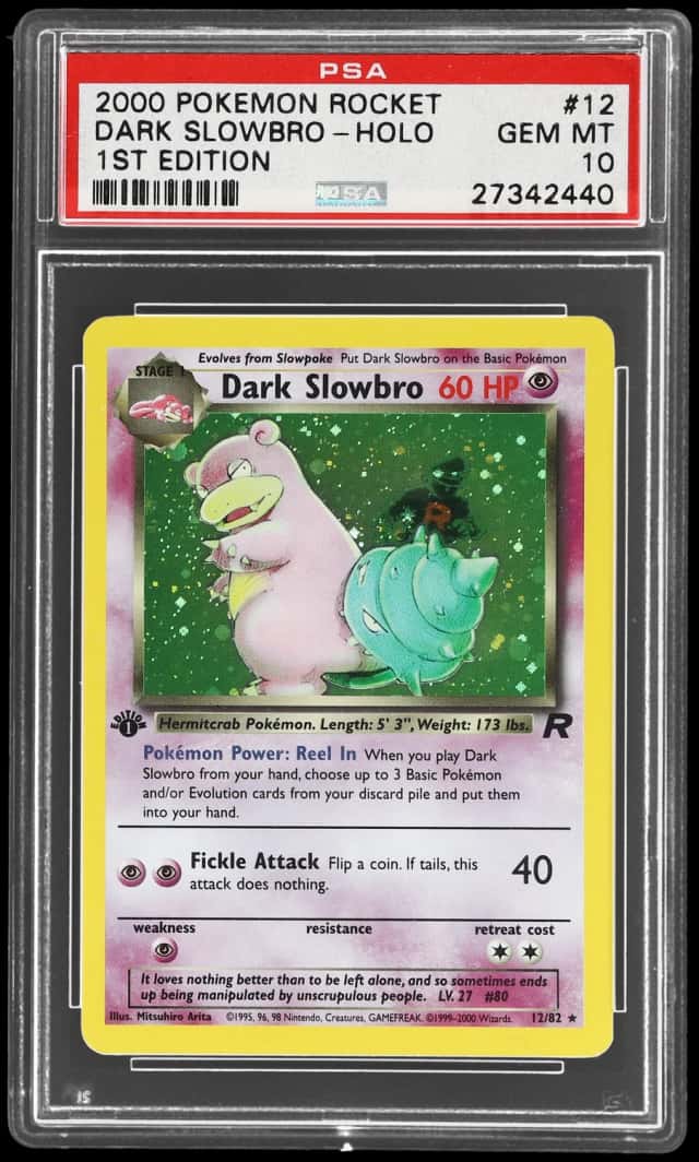 2000 Pokemon Team Rocket 1st Edition Holo Dark Slowbro #12