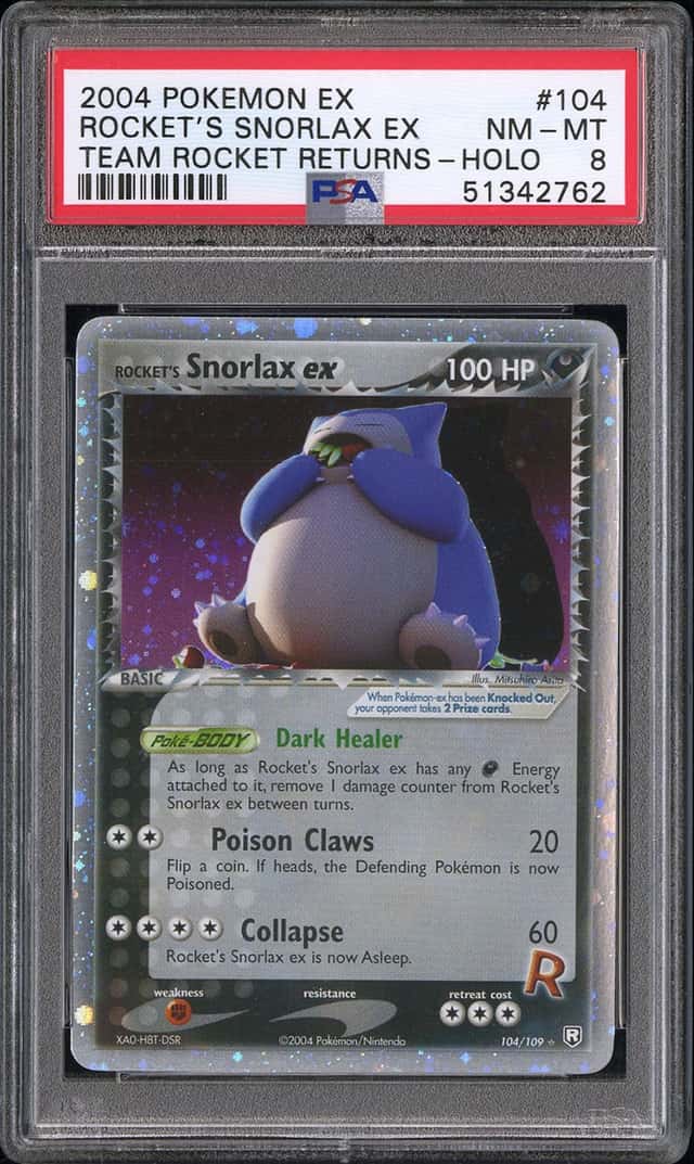 2004 Pokemon Ex Team Rocket Returns Holo Rocket's Snorlax Ex #104