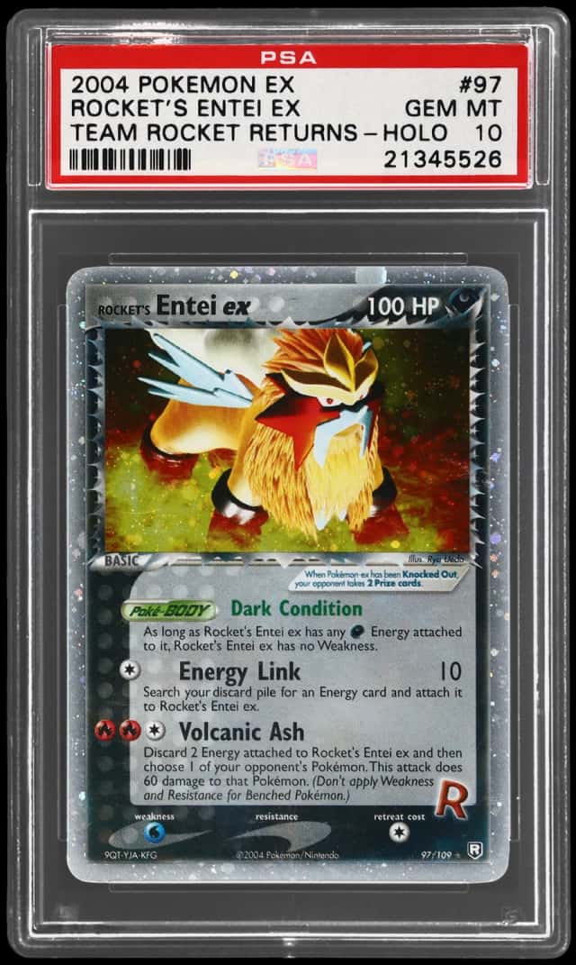 2004 Pokemon Ex Team Rocket Returns Holo Rocket's Entei Ex #97