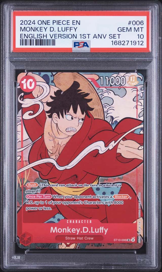 2024 ONE PIECE ENGLISH VERSION 1ST ANNIVERSARY SET #006 MONKEY D. LUFFY PSA 10