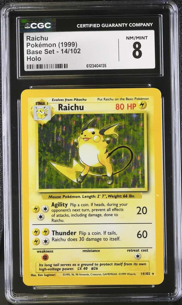 1999 Pokemon Base Set Holo Raichu #14 CGC 8 NM-MT