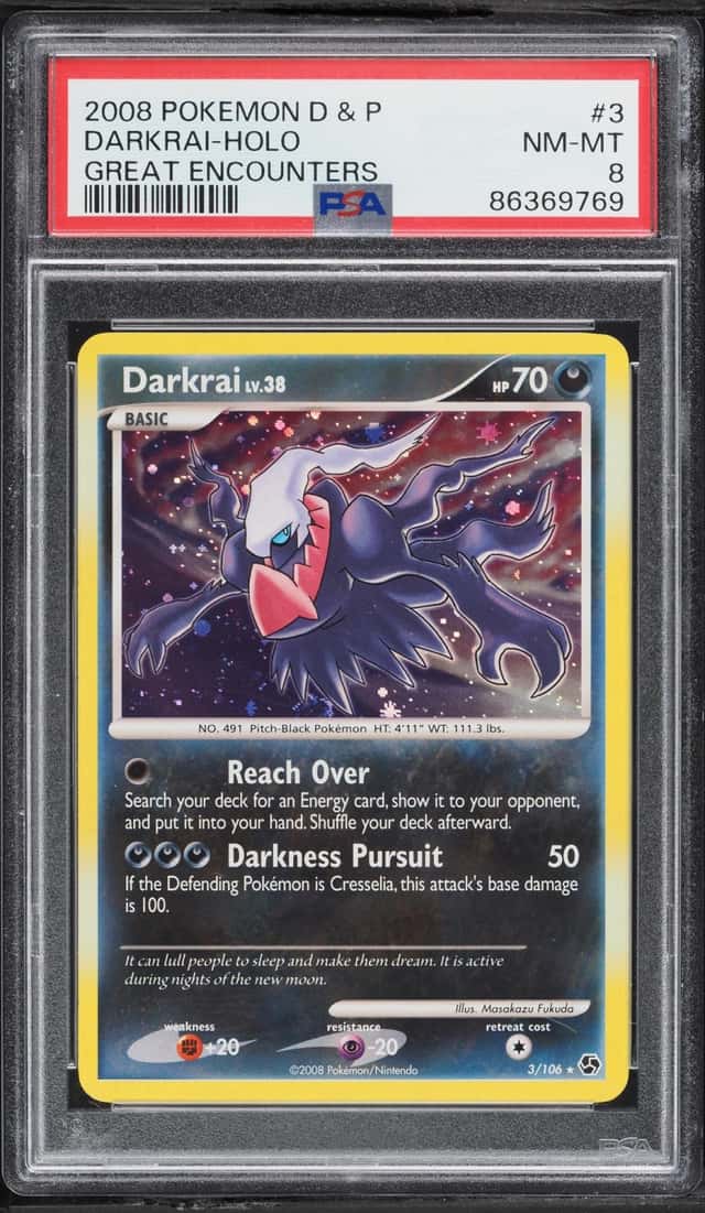 2008 Pokemon Diamond & Pearl Great Encounters Holo Darkrai #3 PSA 8 NM-MT