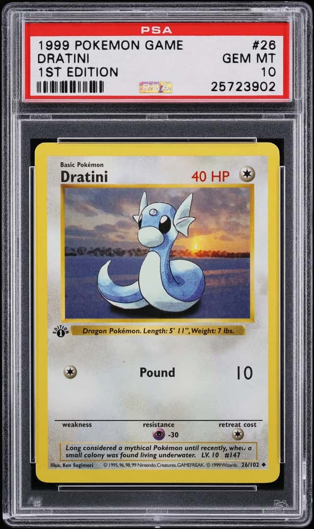 1999 Pokemon Base Set Shadowless 1st Edition Holo Dratini #26 PSA 10 GEM MINT