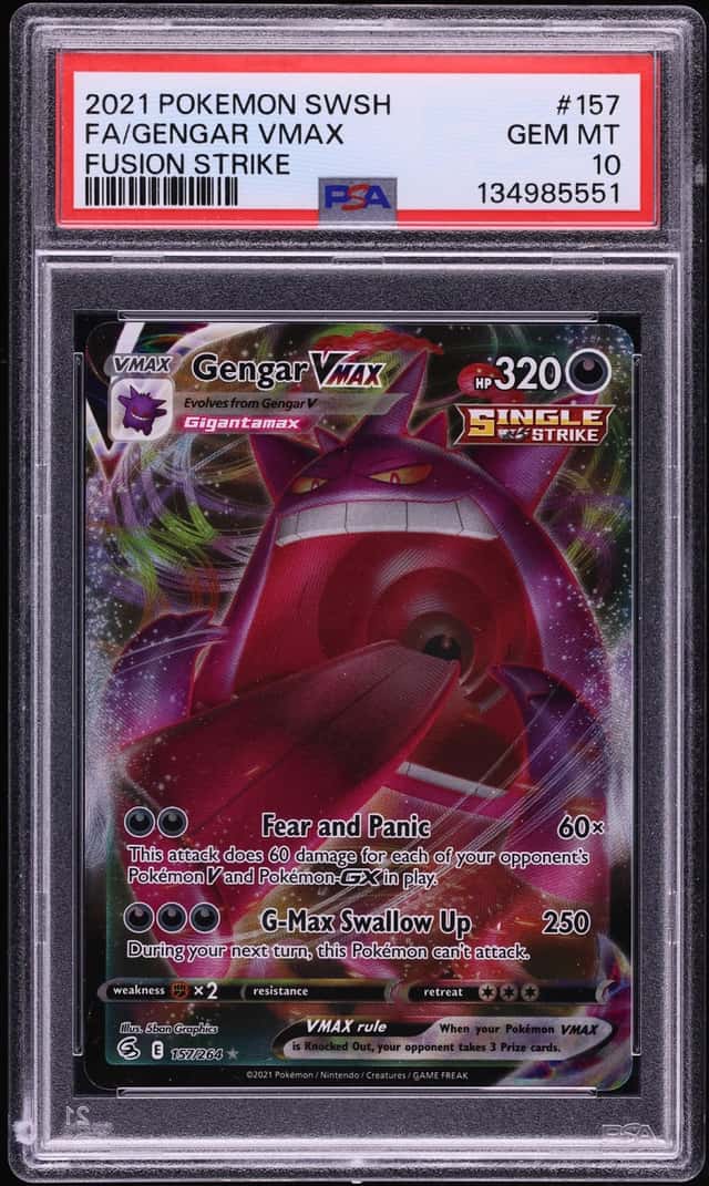 2021 Pokemon Sword & Shield Fusion Strike Full Art Gengar VMAX #157 PSA 10 GEM MINT