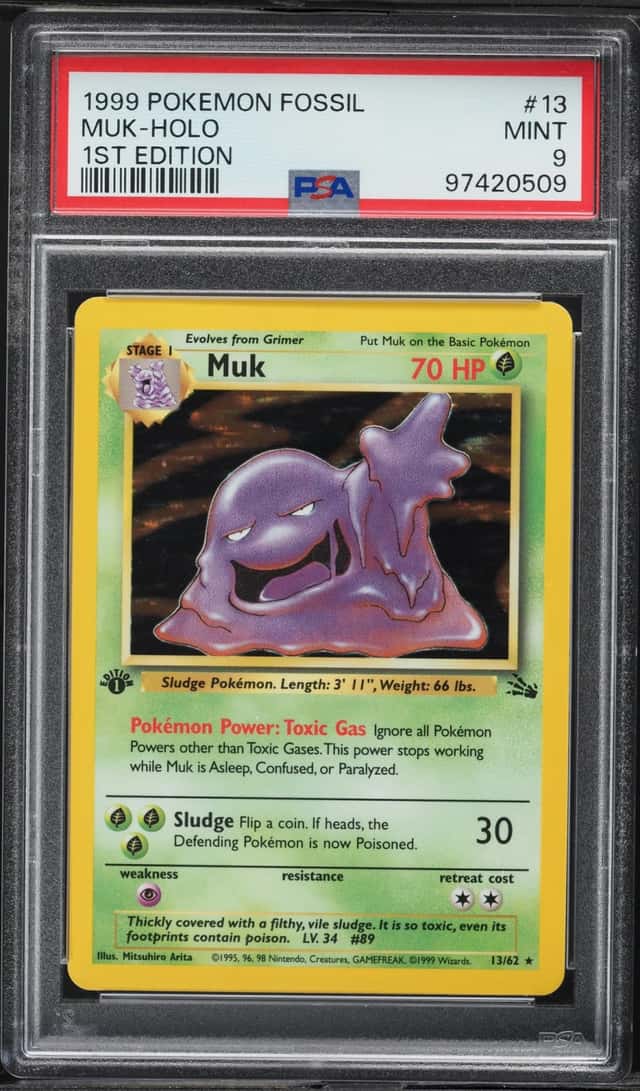 1999 Pokemon Fossil 1st Edition Holo Muk #13 PSA 9 MINT