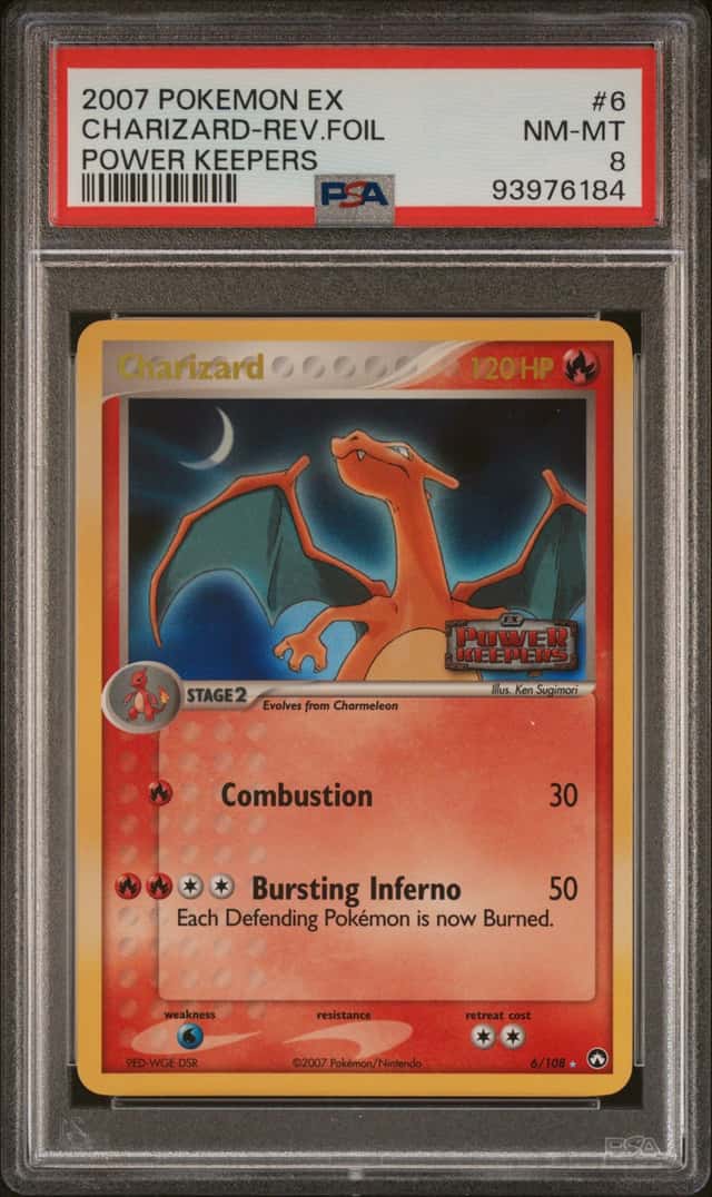 2007 Pokemon EX Power Keepers Reverse Holo Charizard #6 PSA 8 NM-MT