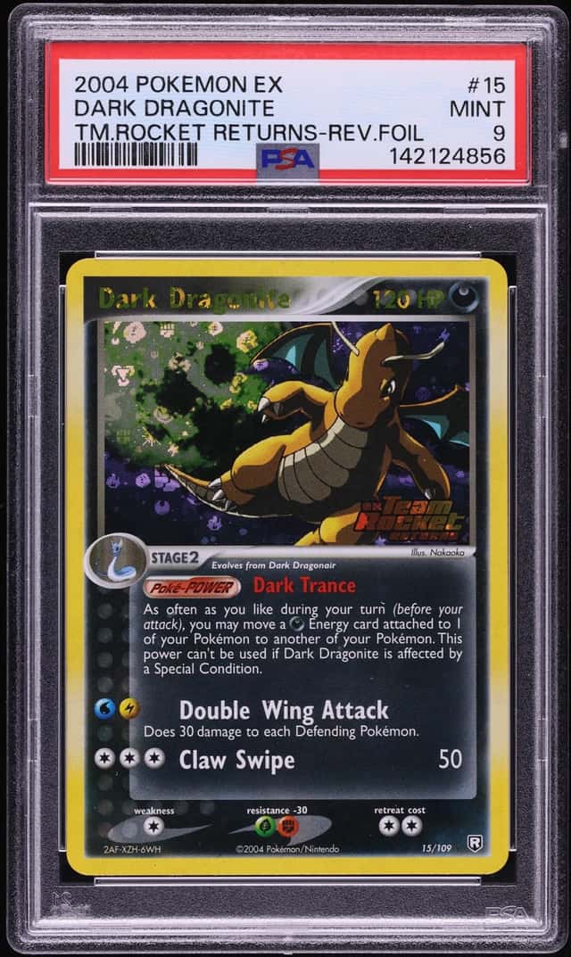 2004 Pokemon EX Team Rocket Returns Reverse Holo Dark Dragonite #15 PSA 9 MINT