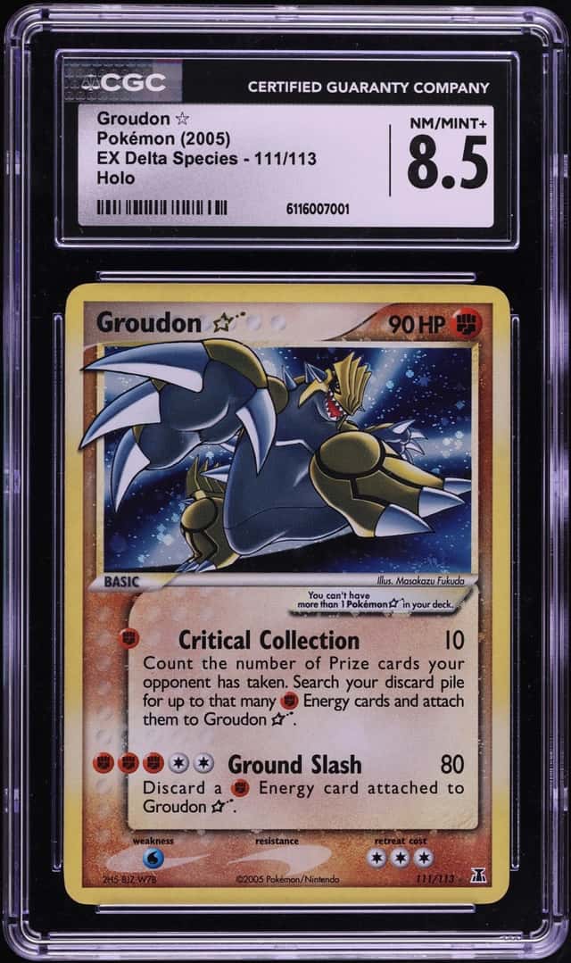 2005 Pokemon EX Delta Species Holo Groudon GOLD STAR #111 CGC 8.5 NM-MT+