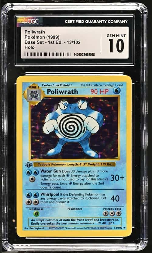1999 Pokemon Base Set Shadowless 1st Edition Holo Poliwrath #13 CGC 10 GEM MINT