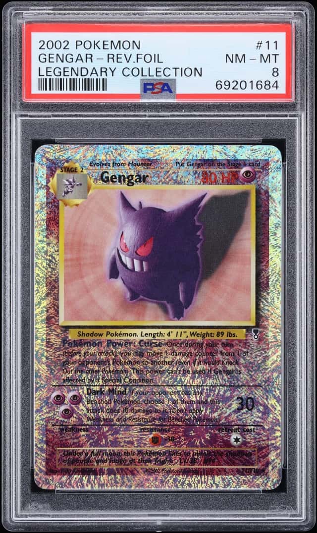 2002 Pokemon Legendary Collection Reverse Holo Gengar #11 PSA 8 NM-MT