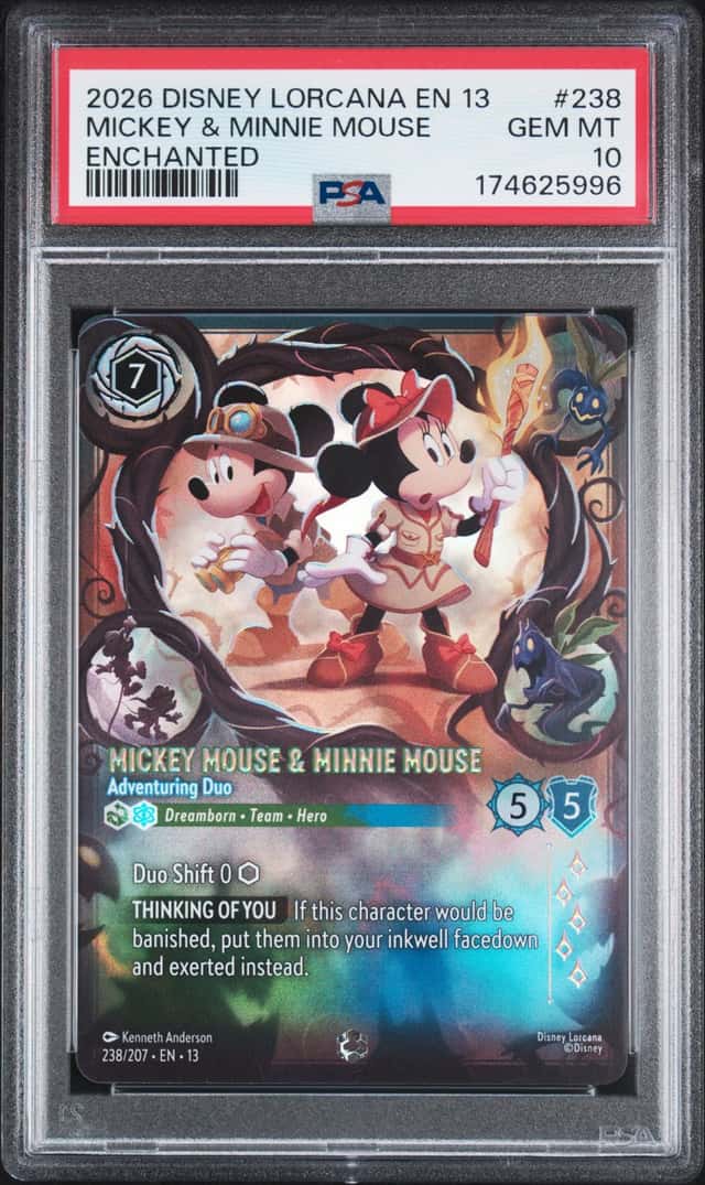 2026 Disney Lorcana Mickey Mouse Minnie Adventuring Duo Enchanted 238/207 PSA 10