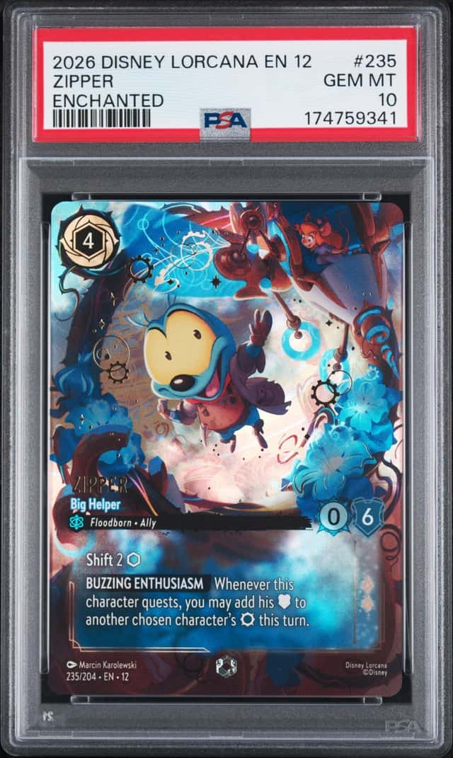 2026 Disney Lorcana: Wilds Unknown Zipper  Big Helper Enchanted #235/204 PSA 10
