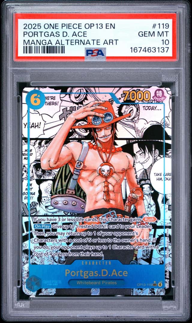 (PSA 10) PORTGAS D. ACE OP13 (MANGA) ALT ART OP13-119 CARRYING ON HIS WILL FOIL