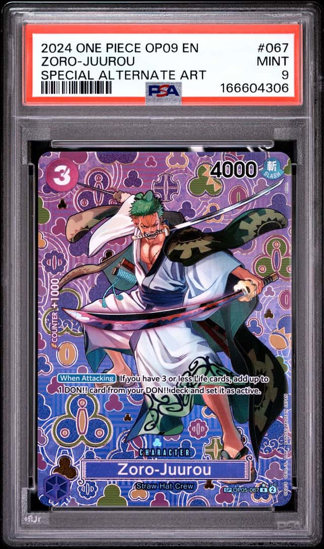 2024 One Piece OP09 JPN #067 Zoro-Juurou Special Alternate Art PSA 9 MINT
