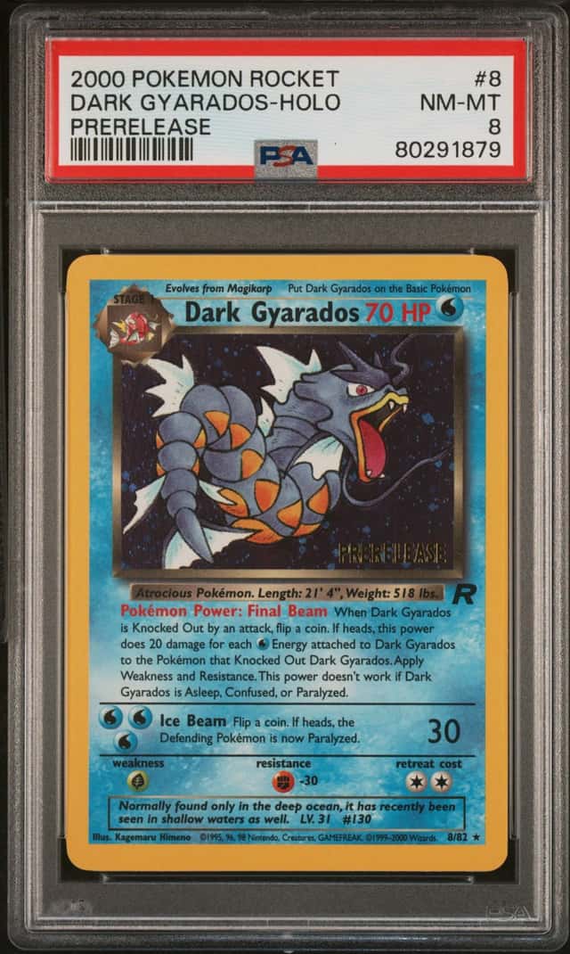 Pokemon Dark Gyarados Holo Team Rocket 8 Prerelease PSA 8