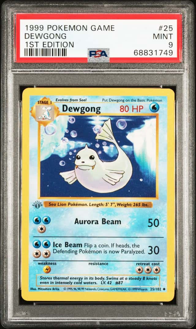 Pokemon Card PSA 9 1st Edition Dewgong 025/102 Base Set Shadowless