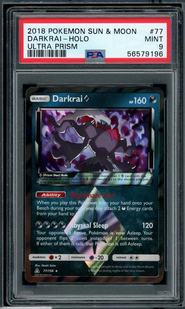 POKEMON DARKRAI 2018 SUN & MOON ULTRA PRISM #77 HOLO PSA 9