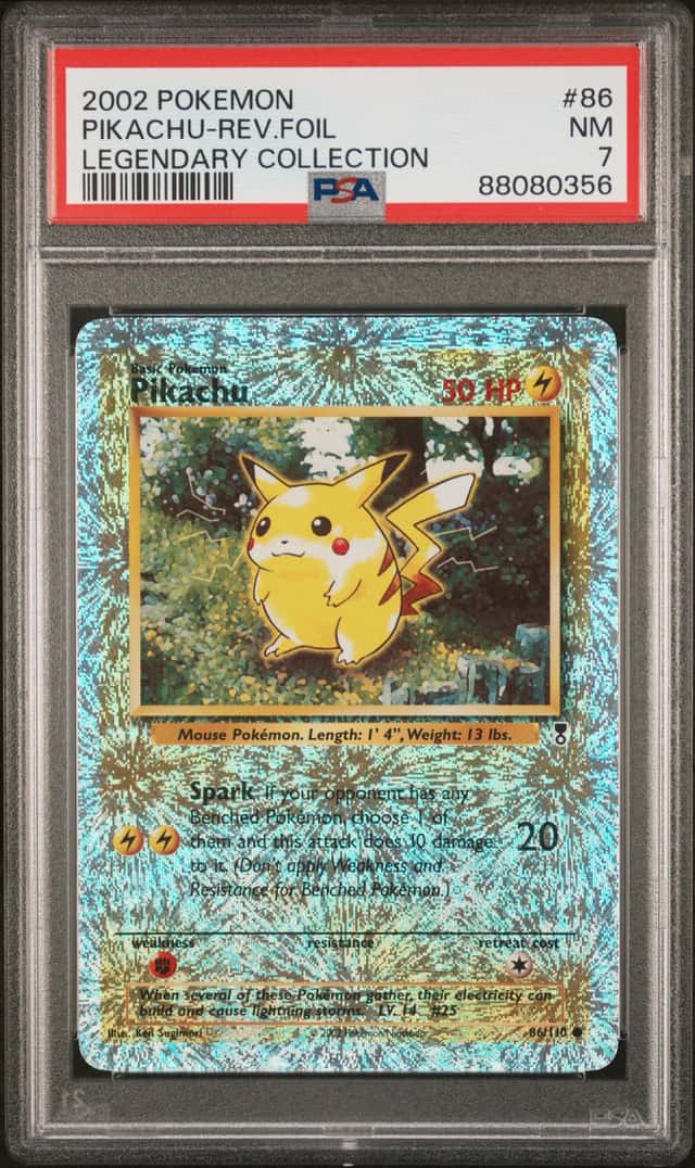 2002 POKEMON PIKACHU-REV.FOIL LEGENDARY COLLECTION #86 PSA 7