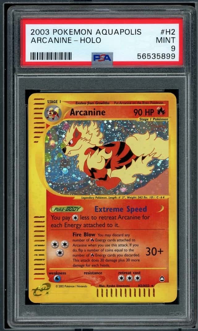 POKEMON ARCANINE 2003 AQUAPOLIS #H2 HOLO PSA 9