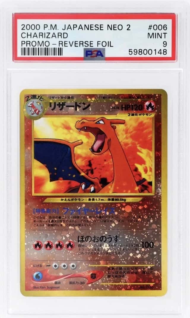 Pokemon TCG Charizard 006 Japanese Neo 2 Promo Reverse Foil 2000 PSA 9
