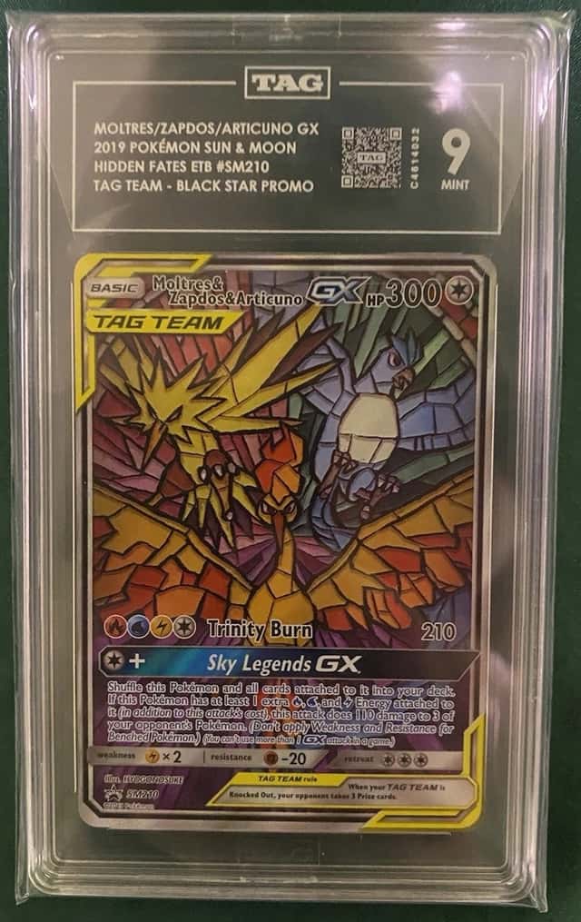 TAG 9 MINT Moltres & Zapdos & Articuno GX SM210 Full Art Hidden Fates Pokemon
