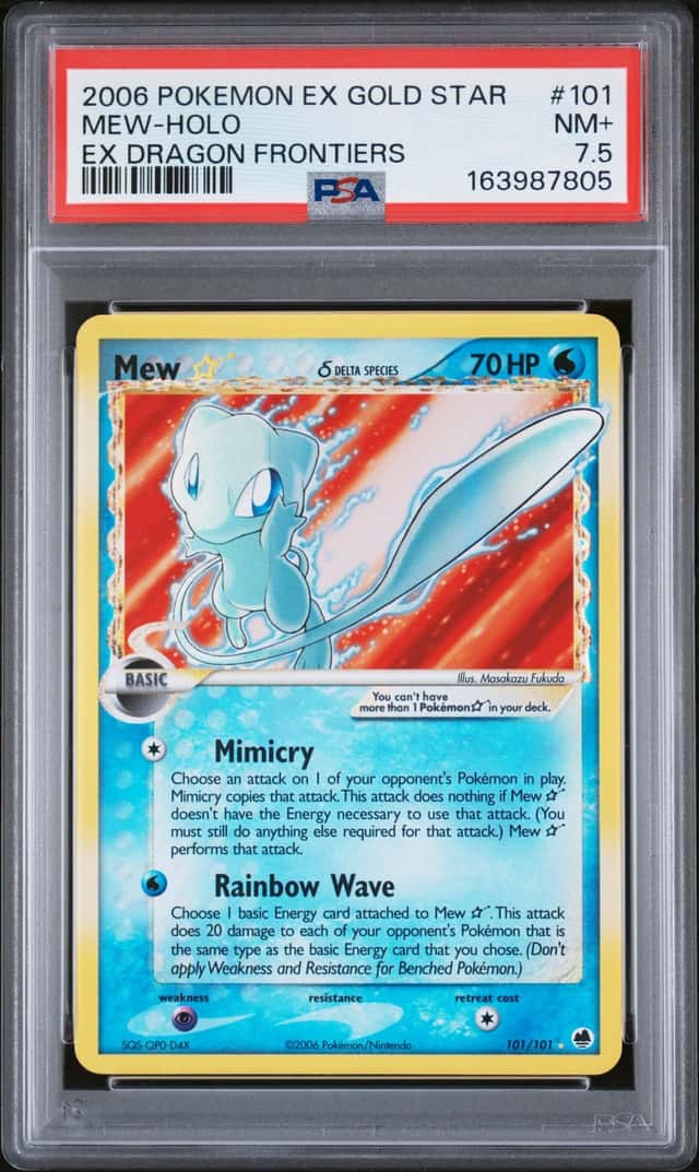 2006 Pokémon TCG Mew Gold Star Holo EX Dragon Frontiers 101/101 PSA 7.5!! POP 3!