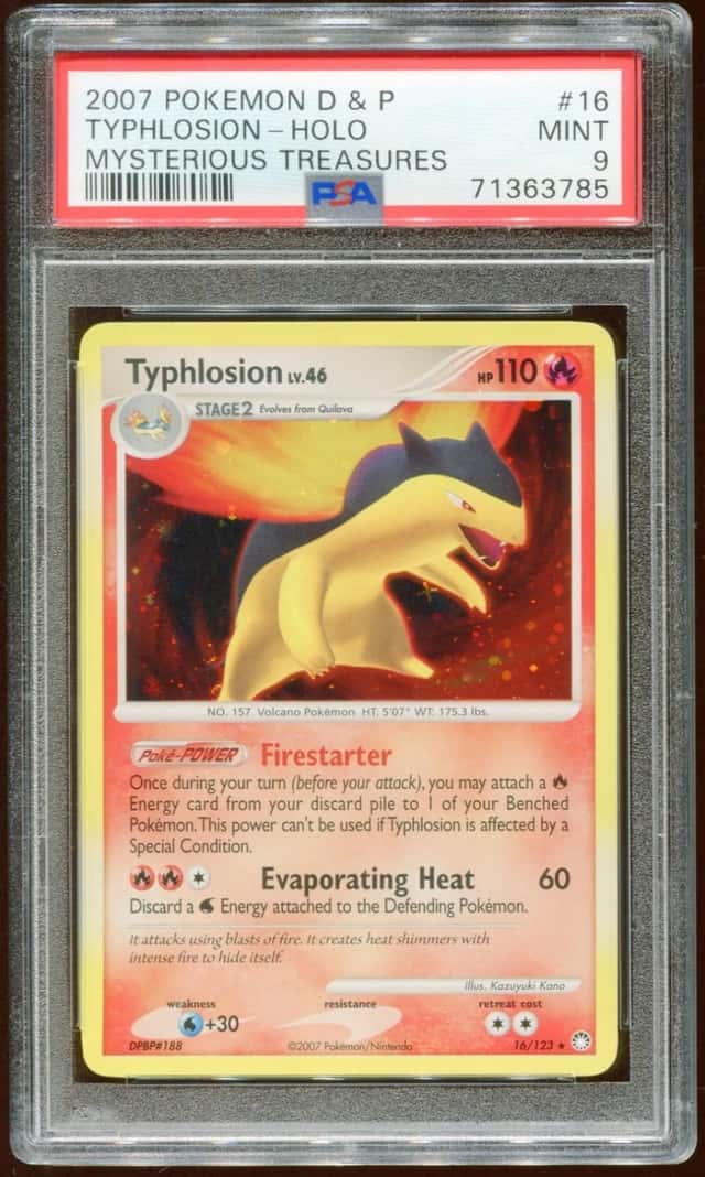 2006 POKEMON D & P MYSTERIOUS TREASURES TYPHLOSION #16/123 HOLO FOIL PSA 9 E10