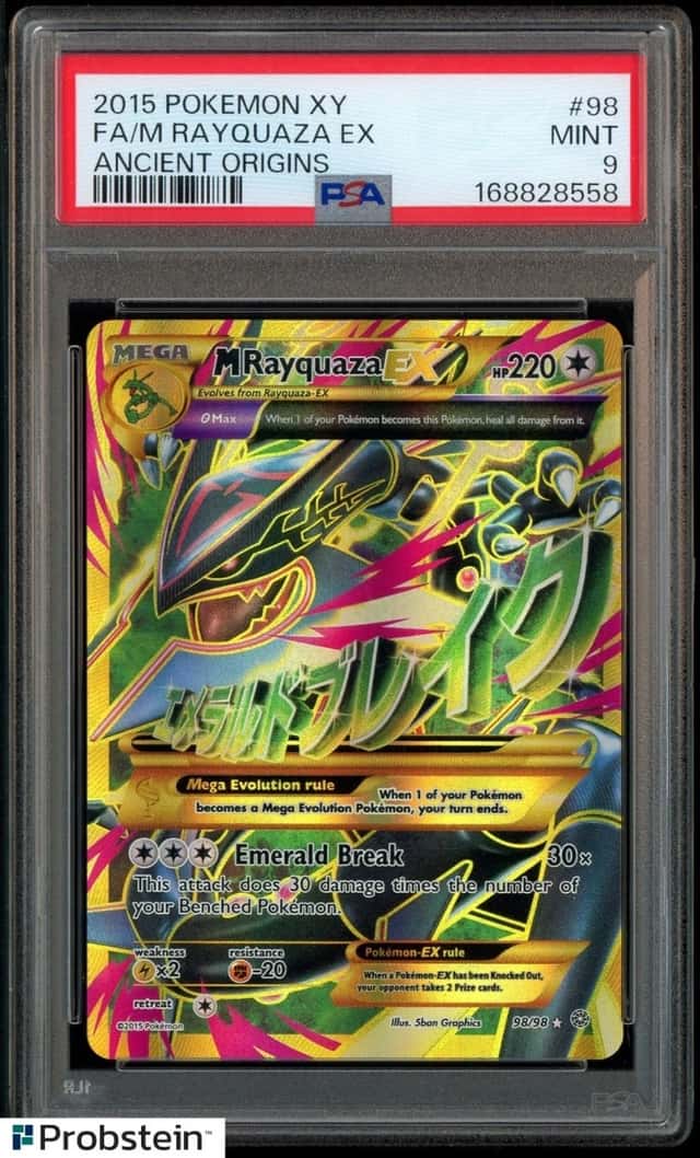 2015 POKEMON XY ANCIENT ORIGINS #98 FA/M RAYQUAZA EX PSA 9 MINT