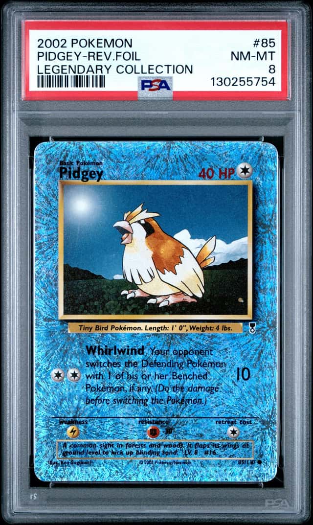 2002 POKEMON LEGENDARY COLLECTION #85 PIDGEY-REVERSE HOLO FOIL PSA 8