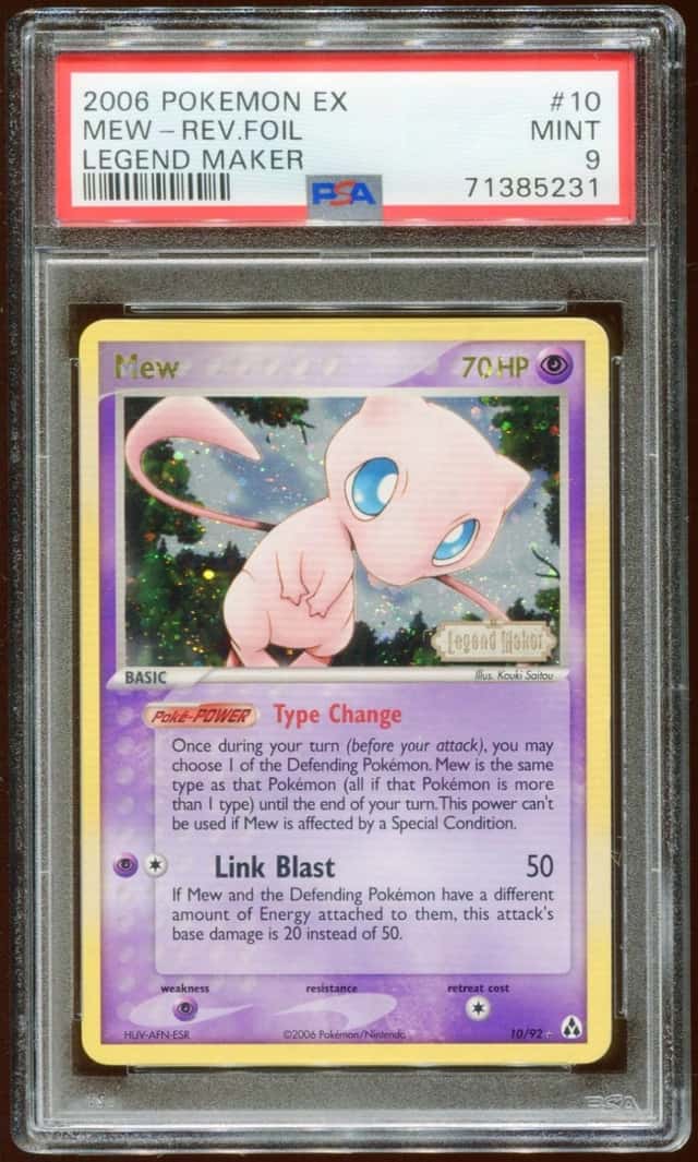 2006 POKEMON EX LEGEND MAKER MEW #10/92 REVERSE STAMPED HOLO FOIL PSA 9 E10