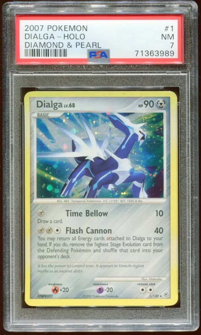 2007 POKEMON DIAMOND & PEARL DIALGA LV. 68 #1/130 RARE HOLO FOIL PSA 7 E10