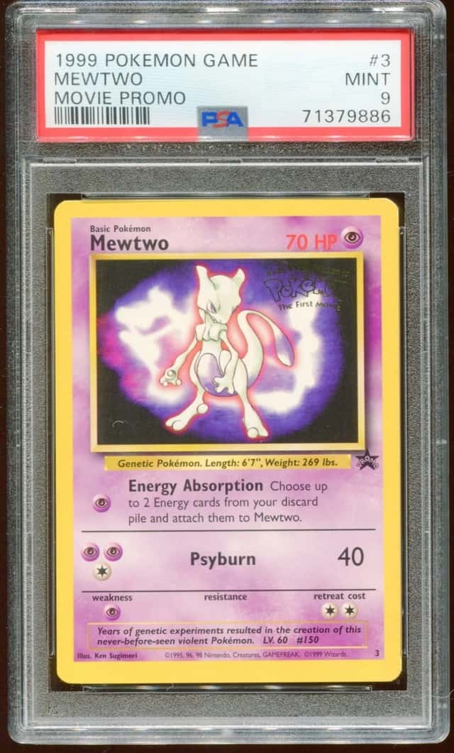 1999 POKEMON MOVIE PROMO MEWTWO #3 RARE WOTC PROMO STAMPED PSA 9 E10