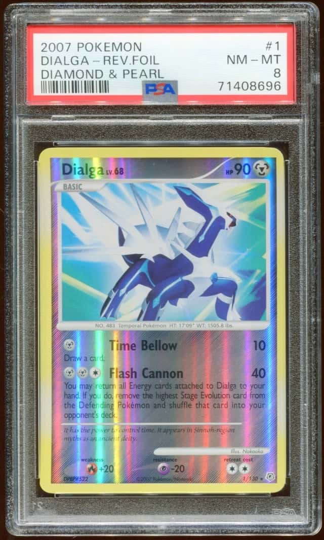 2007 POKEMON DIAMOND & PEARL DIALGA LV. 68 #1/130 REVERSE HOLO FOIL PSA 8 E10