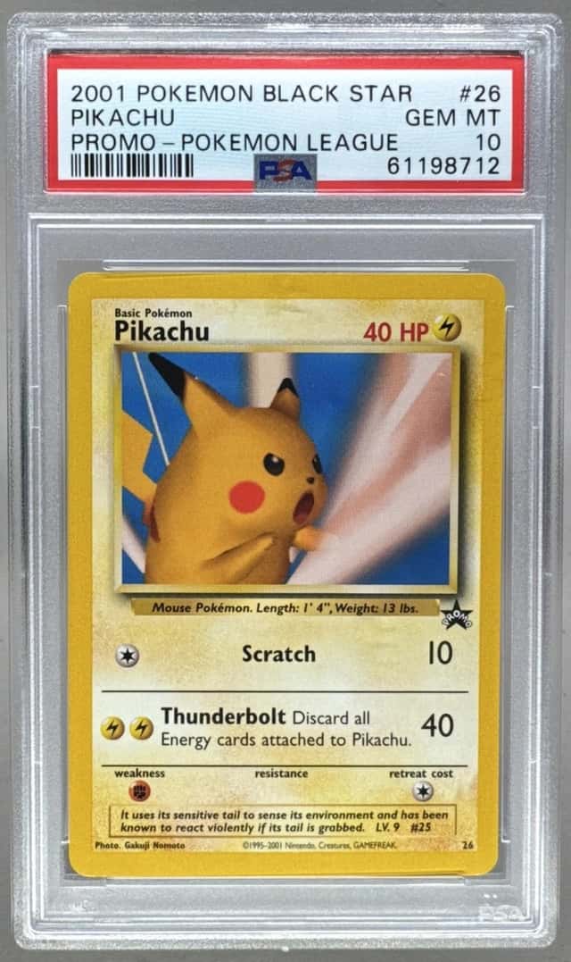 61198712 Pikachu 2001 Pokemon League Black Star Promo #26 PSA 10