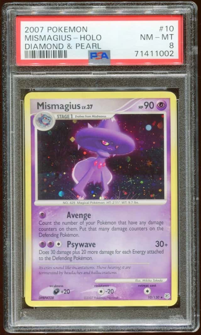 2007 POKEMON DIAMOND & PEARL MISMAGIUS LV. 37 #10/130 RARE HOLO FOIL PSA 8 E10